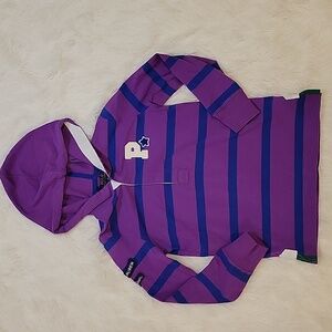 Polo Ralph Lauren Purple with Blue Stripes Hooded Polo Shirt Girls Size 6X